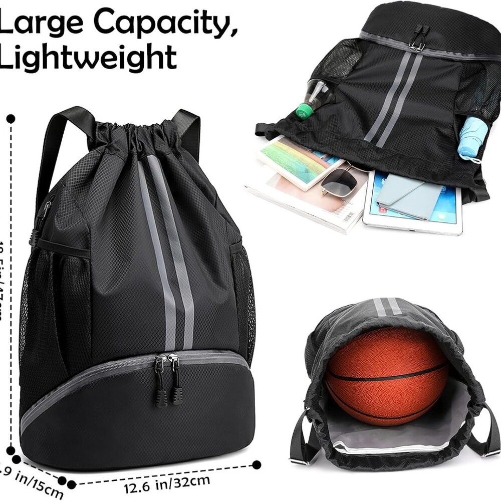 Drawstring Backpack Gymbag Water Resistant Sports… - image 2